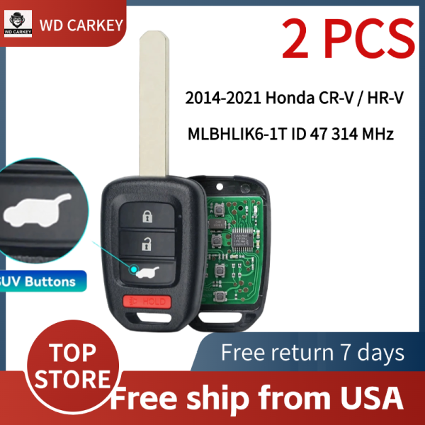 2014-2021 Honda CR-V / HR-V / 4-Button Remote Head Key W/ Hatch / MLBHLIK6-1T ID 47 314 MHz